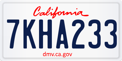 CA license plate 7KHA233