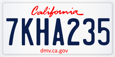 CA license plate 7KHA235