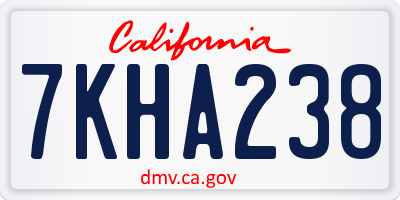 CA license plate 7KHA238