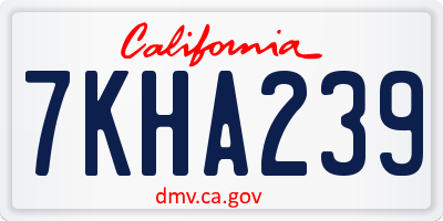 CA license plate 7KHA239