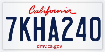 CA license plate 7KHA240