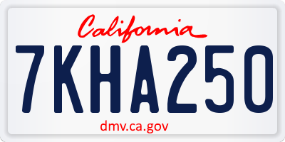 CA license plate 7KHA250