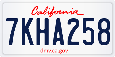 CA license plate 7KHA258