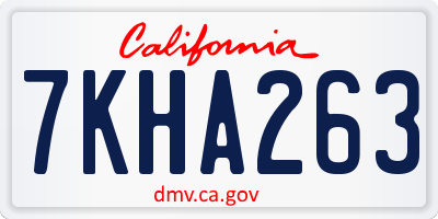 CA license plate 7KHA263