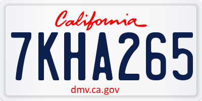 CA license plate 7KHA265