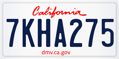 CA license plate 7KHA275