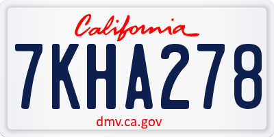 CA license plate 7KHA278
