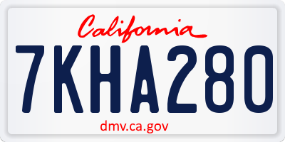 CA license plate 7KHA280