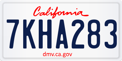 CA license plate 7KHA283