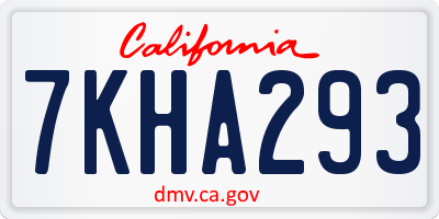 CA license plate 7KHA293