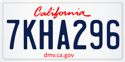 CA license plate 7KHA296