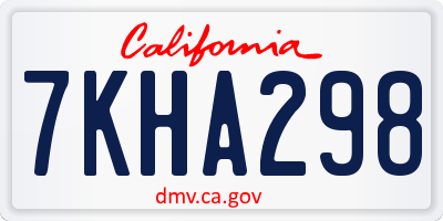 CA license plate 7KHA298