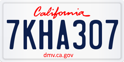 CA license plate 7KHA307