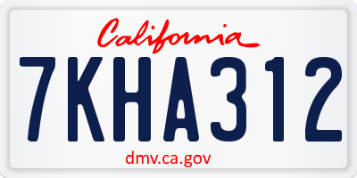 CA license plate 7KHA312