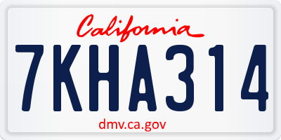 CA license plate 7KHA314
