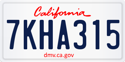CA license plate 7KHA315