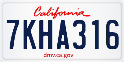 CA license plate 7KHA316