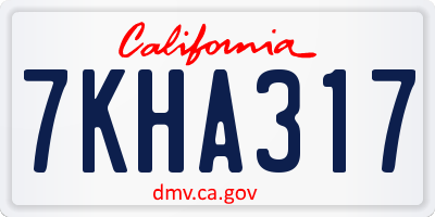 CA license plate 7KHA317