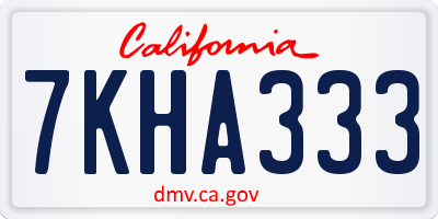 CA license plate 7KHA333