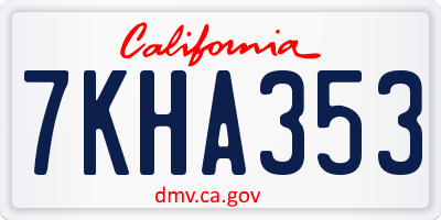 CA license plate 7KHA353