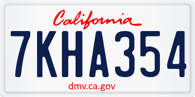 CA license plate 7KHA354
