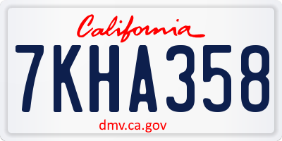 CA license plate 7KHA358