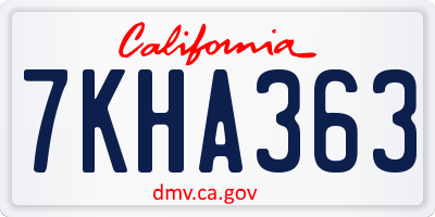 CA license plate 7KHA363