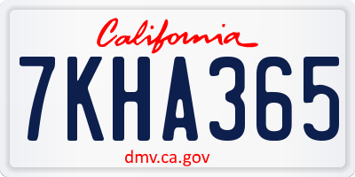CA license plate 7KHA365