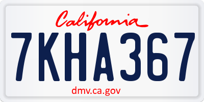 CA license plate 7KHA367