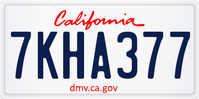 CA license plate 7KHA377