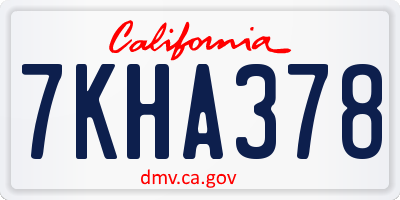CA license plate 7KHA378