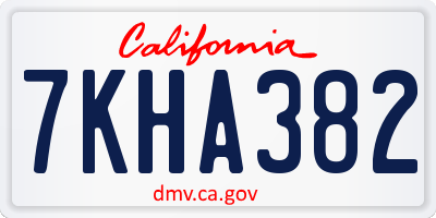 CA license plate 7KHA382