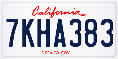 CA license plate 7KHA383