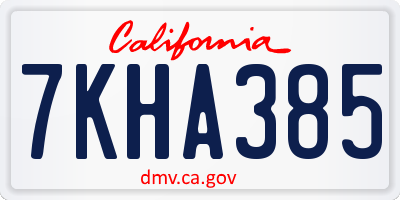 CA license plate 7KHA385