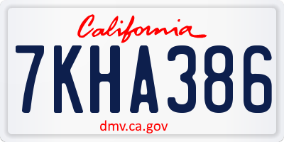 CA license plate 7KHA386