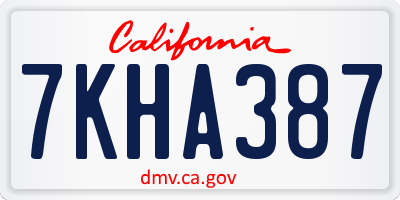 CA license plate 7KHA387