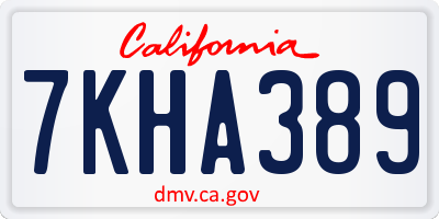 CA license plate 7KHA389