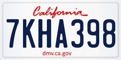 CA license plate 7KHA398