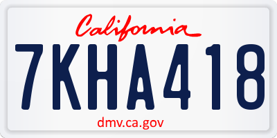 CA license plate 7KHA418