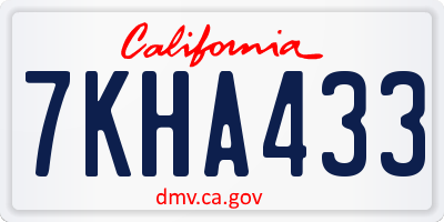 CA license plate 7KHA433