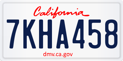 CA license plate 7KHA458