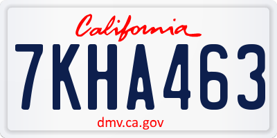 CA license plate 7KHA463
