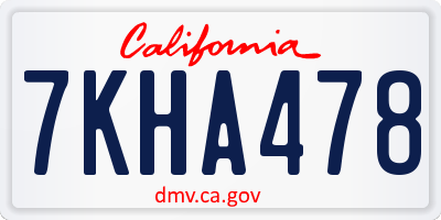 CA license plate 7KHA478