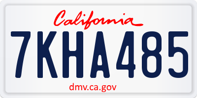 CA license plate 7KHA485