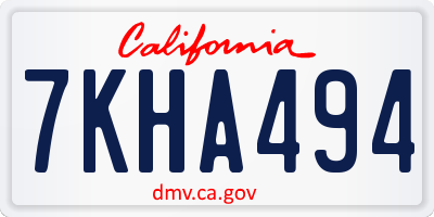 CA license plate 7KHA494