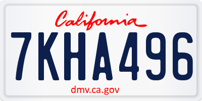 CA license plate 7KHA496