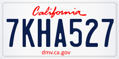 CA license plate 7KHA527