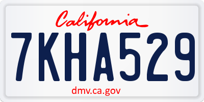 CA license plate 7KHA529