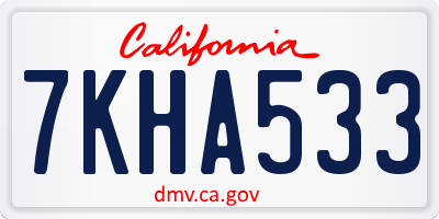 CA license plate 7KHA533