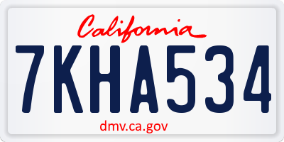 CA license plate 7KHA534